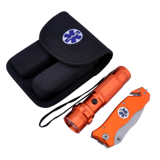 Yesguard™ DualBlade – Survival Knife & LED Flashlight Combo (Orange)